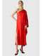Karl Lagerfeld Summer Maxi Dress with Slit Red