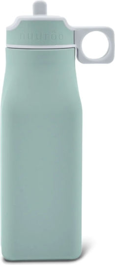 Nuuroo Lindi Kids Water Bottle Silicone with Straw Light Blue 450ml