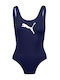 Puma One-Piece Swimsuit with Open Back Navy Blue