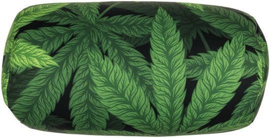 Out of the Blue Cannabis Leaf Travel Pillow Cylindrical Polyester Green