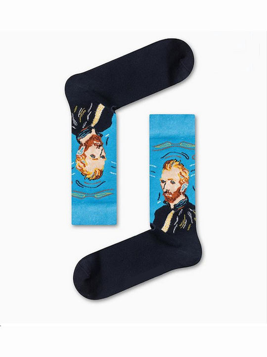 Ekmen Van Gogh Damen Gemusterte Socken Hellblau 1Pack