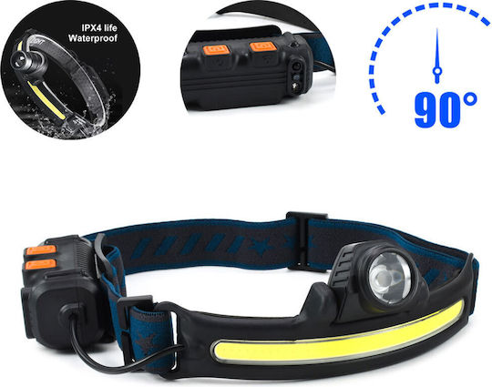 Rechargeable Headlamp LED IPX4 with Maximum Brightness 700lm Black