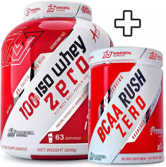 Immortal Nutrition 100% Iso Whey Zero 2000gr Creme Brulee, BCAA Rush Zero 300gr Pineapple