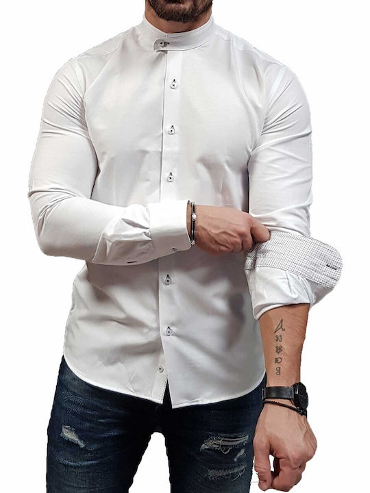 Dash&Dot Men's Shirt Long Sleeve Cotton White