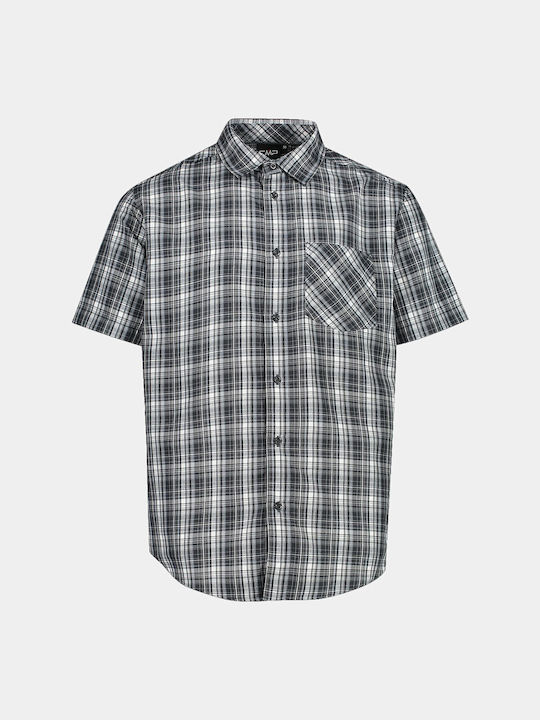 CMP Men's Shirt Short Sleeve Checked Gray