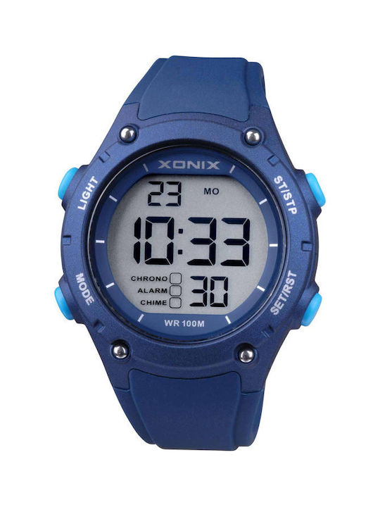 Xonix Ψηφιακό Ρολόι Χρονογράφος Μπαταρίας με Μπλε Καουτσούκ Λουράκι