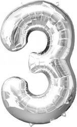 Balloon Foil Number 3 Silver 3 40cm