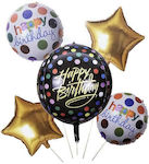 Set of 5 Balloons Foil Gold Birthday-Celebration Round