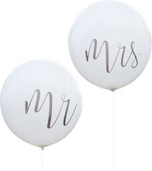 Set of 2 Balloons Latex White Jumbo Marriage & 91cm