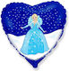 Balloon Foil Heart Blue Princess Elsa 45cm