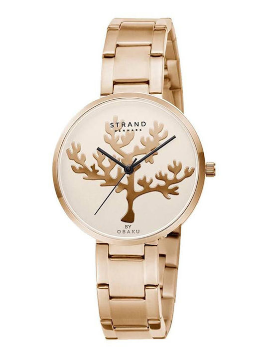 Strand by Obaku Women's Watch with Gold Metal Bracelet