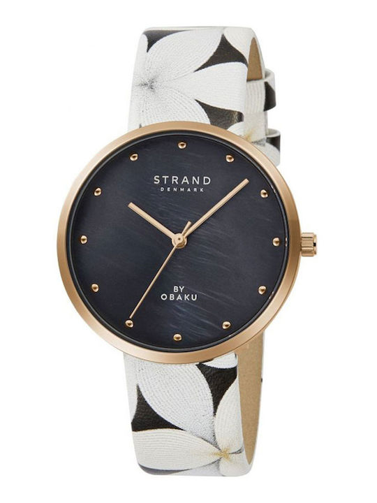 Strand by Obaku Women's Watch with White Leather Strap