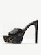 Going-Glam Δερμάτινα Mules με Λεπτό Ψηλό Τακούνι σε Μαύρο Χρώμα