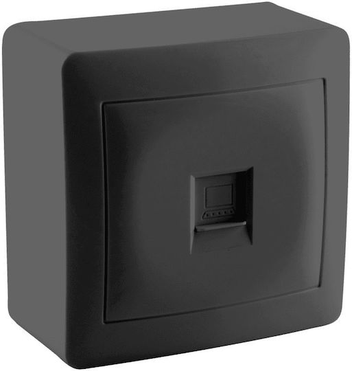 Redled Telephone Socket With Frame Single In Black Color 28755