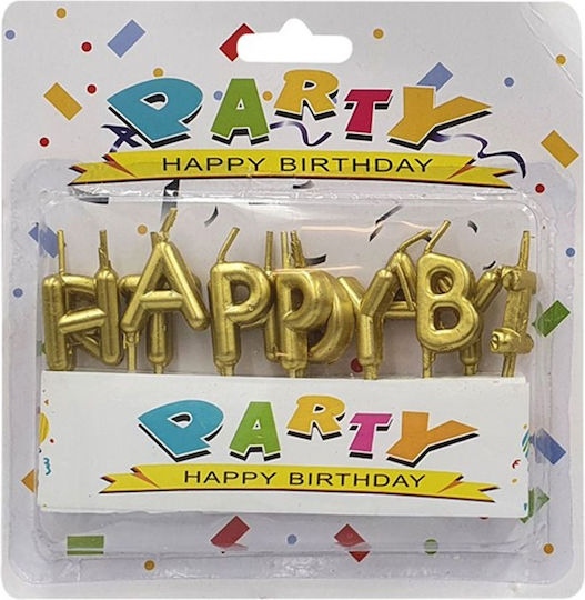 Κεράκι Γενεθλίων Happy Birthday σε Χρυσό Χρώμα 17-47