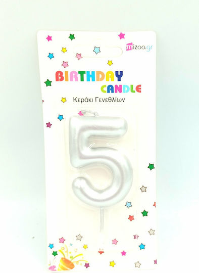 Birthday Candle Number "5" in Silver Color 20375-5-1