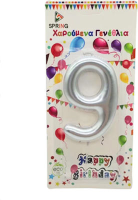 Birthday Candle Number "9" in Silver Color SDS-18559