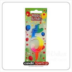 Uniker Birthday Candle Number "5" Multicolored
