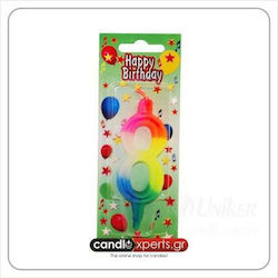 Uniker Birthday Candle Number "8" Multicolored