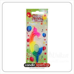 Uniker Birthday Candle Number "6" Multicolored 5206987001941