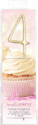 Scrap Cooking Geburtstagskerze Nummer "4" in Gold Farbe SCC-4814