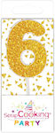 Birthday Candle Number "6" in Gold Color