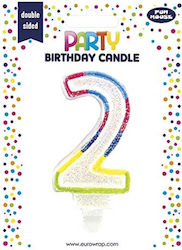 Eurowrap Birthday Candle Number "2" Multicolored