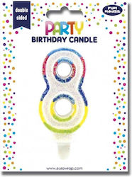 Eurowrap Birthday Candle Number "8" Multicolored