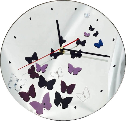 SP Souliotis Spiegel Schmetterlinge Wanduhr Spiegel Schmetterlinge Ø30cm