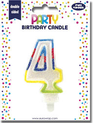 Eurowrap Birthday Candle Number "4" Multicolored