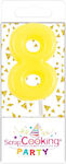 Birthday Candle Number "8" in Yellow Color