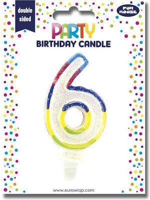 Birthday Candle Number "6" Multicolored