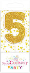 Birthday Candle Number "5" in Gold Color