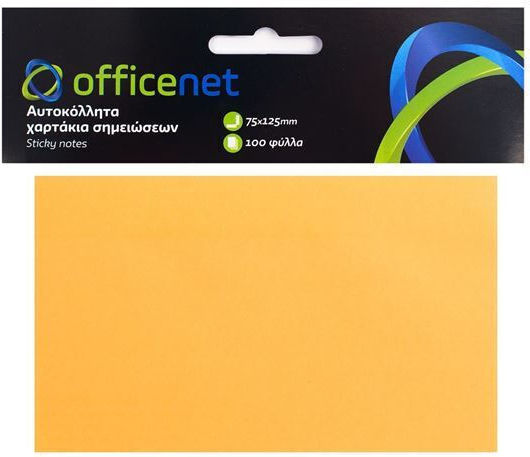 Officenet Αυτοκόλλητα Χαρτάκια Σημειώσεων 100 Φύλλων Πορτοκαλί 12.5x12.5cm