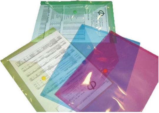 Φ-Plast Φάκελος Διαφανής με Κουμπί για Χαρτί A4 Κόκκινος