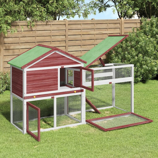 vidaXL 172278 Ξύλινο Κλουβί για Κουνέλια 185.5x60.5x109.5εκ.
