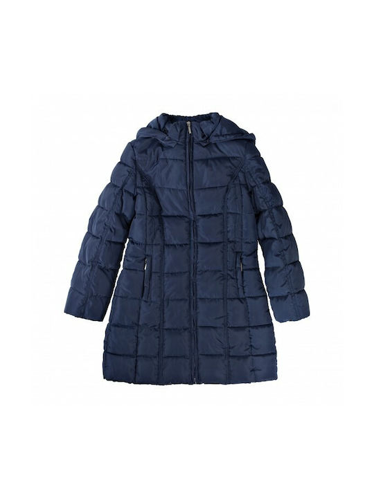 Byblos Girls Quilted Coat Blue with Ηood