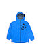 Waterproof Kids' Sports Jacket Short with Hood Blue