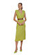 Enzzo Saira Summer Midi Dress Wrap Green