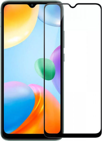 Powertech 5D Пълно лепило Закалено стъкло за цялото лице Черен (Redmi 10C)