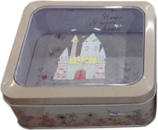 Metalic Cutie de Depozitare cu Capac 14x13x5cm 1buc
