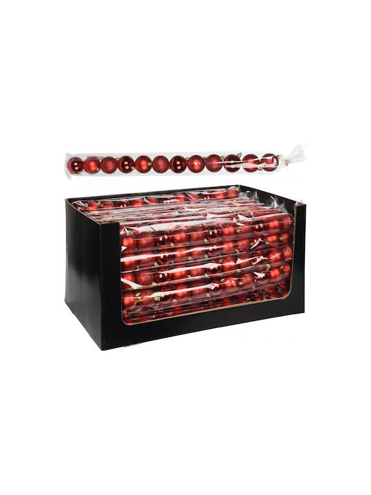 Ornament suspendat Glob Plastic Roșu 5buc Set 12buc
