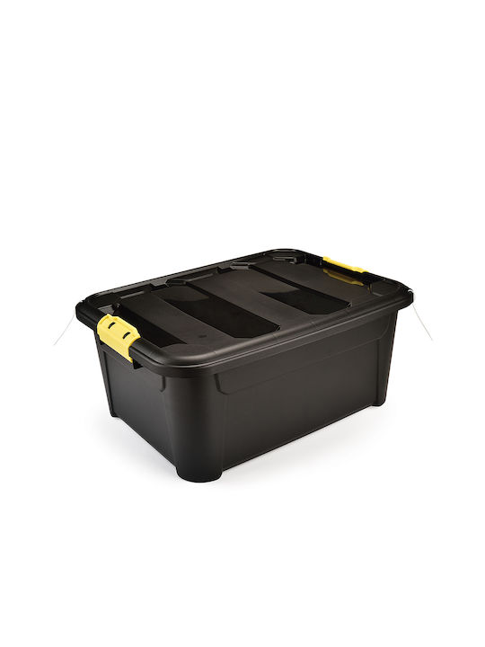 Πλαστικό Κουτί Αποθήκευσης με Καπάκι Μαύρο 48.5x36.5x21.5cm