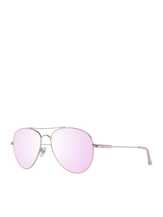 Skechers Women's Sunglasses with Silver Metal Frame and Pink Lens SE6096 73U