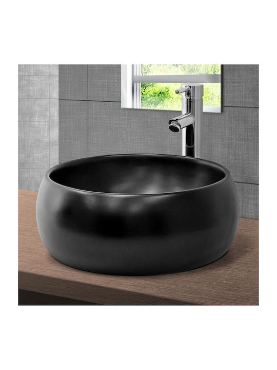 ML-Design Aufgesetztes Waschbecken Keramik 40x40x15.5cm Schwarz