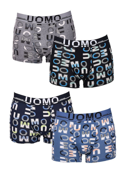 Uomo Herren Boxershorts Mehrfarbig 4Packung