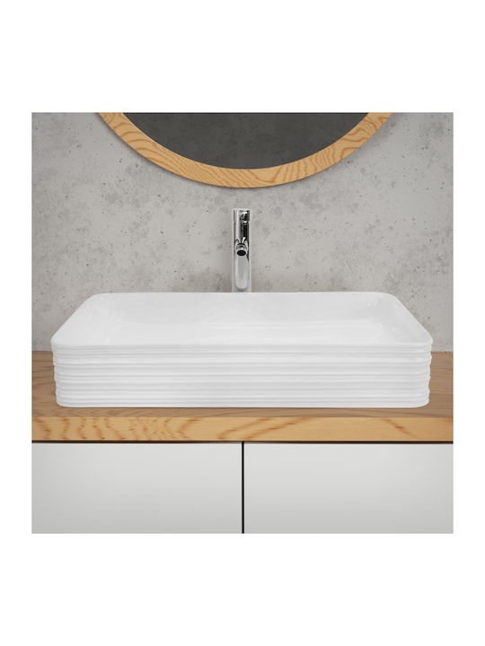ML-Design Aufgesetztes Waschbecken Keramik 68x38x12cm Weiß