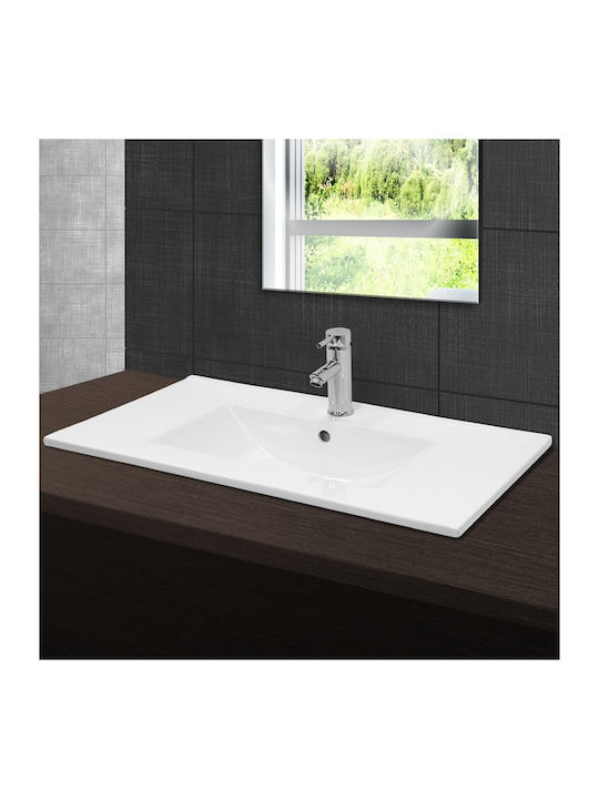 ECD Germany Încorporat / Deasupra Blatului Chiuvetă Ceramică 81x46.5x17.5cm Alb
