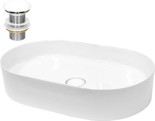 ECD Germany Deasupra Blatului Chiuvetă Ceramică 60.5x38x12.5cm Alb
