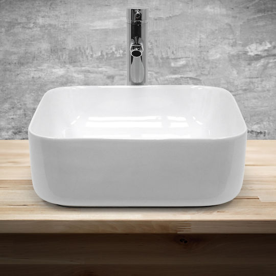 ECD Germany Deasupra Blatului Chiuvetă Ceramică 39x39x14cm Alb